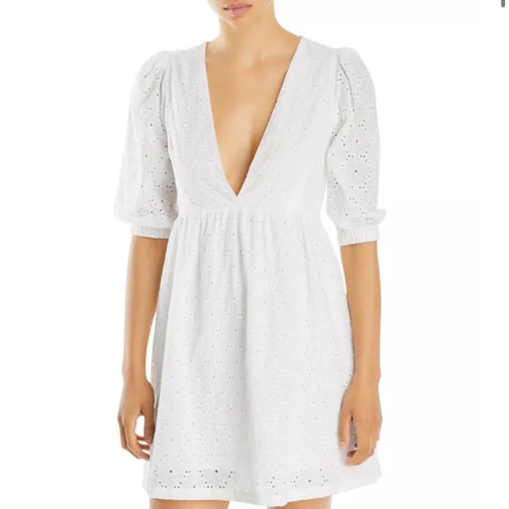 FORE Floral Eyelet Puff Sleeve Dress